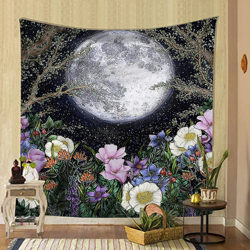 3D Printed Butterfly and Moon Wall Hanging Tapestry For Bedroom Decor Sandy Beach Throw Rug Blanket Travel Camping Mattress Mats | Мужская