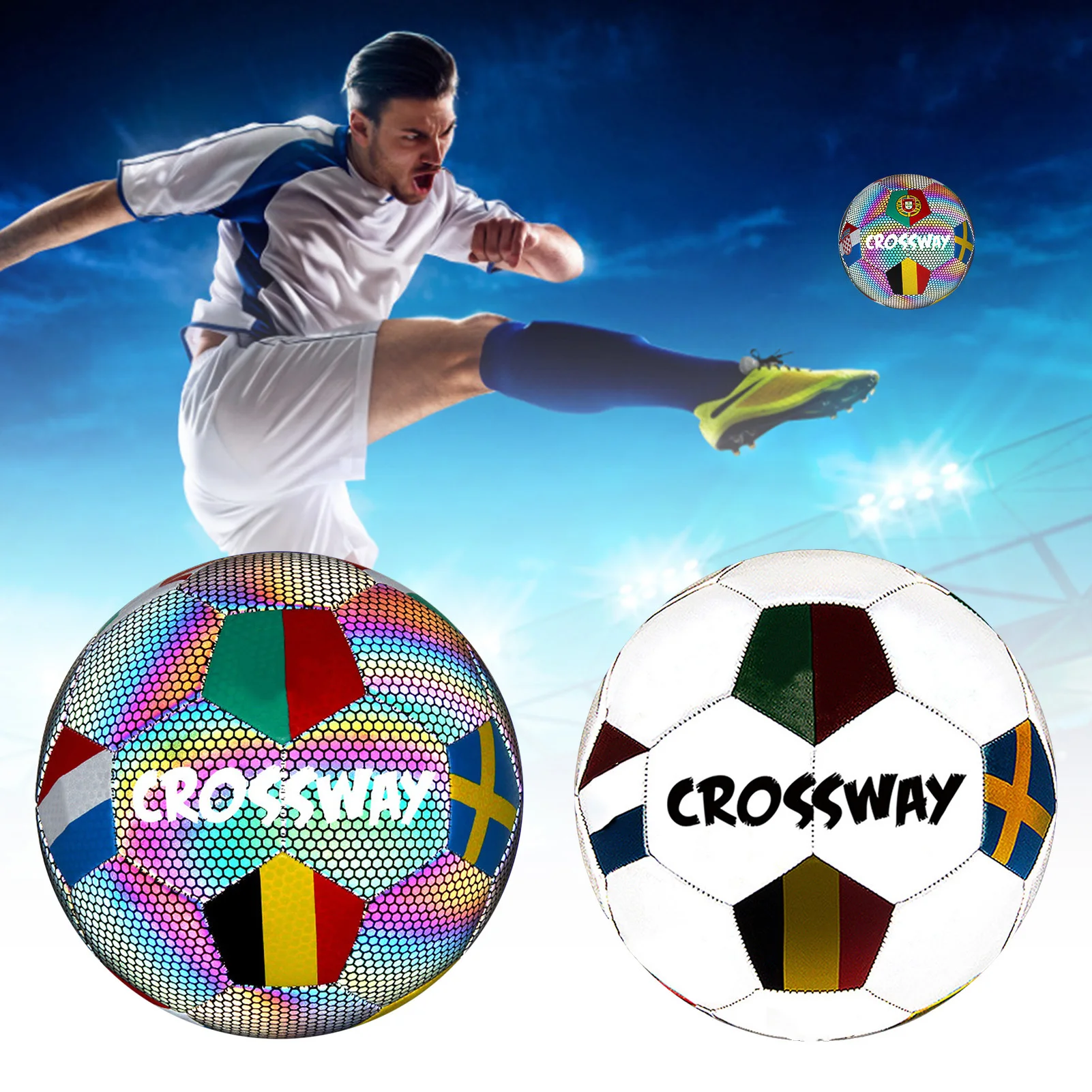 

New Reflective Soccer Ball Luminous Night Glow Footballs Adult Child Training Competition Football Student Training Soccer Ball