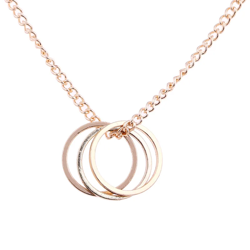 

Korean Fashion Jewelry Accessories Necklace for Women Three Circle Alloy Pendant Necklace Wedding Party Jewelry Necklace Gifts