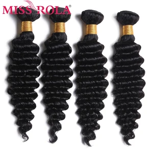 Miss Rola волосы с глубокой волной, 4 пучка, бразильские волосы 8-26 дюймов, 100% человеческие волосы, волнистые волосы для наращивания, не Реми