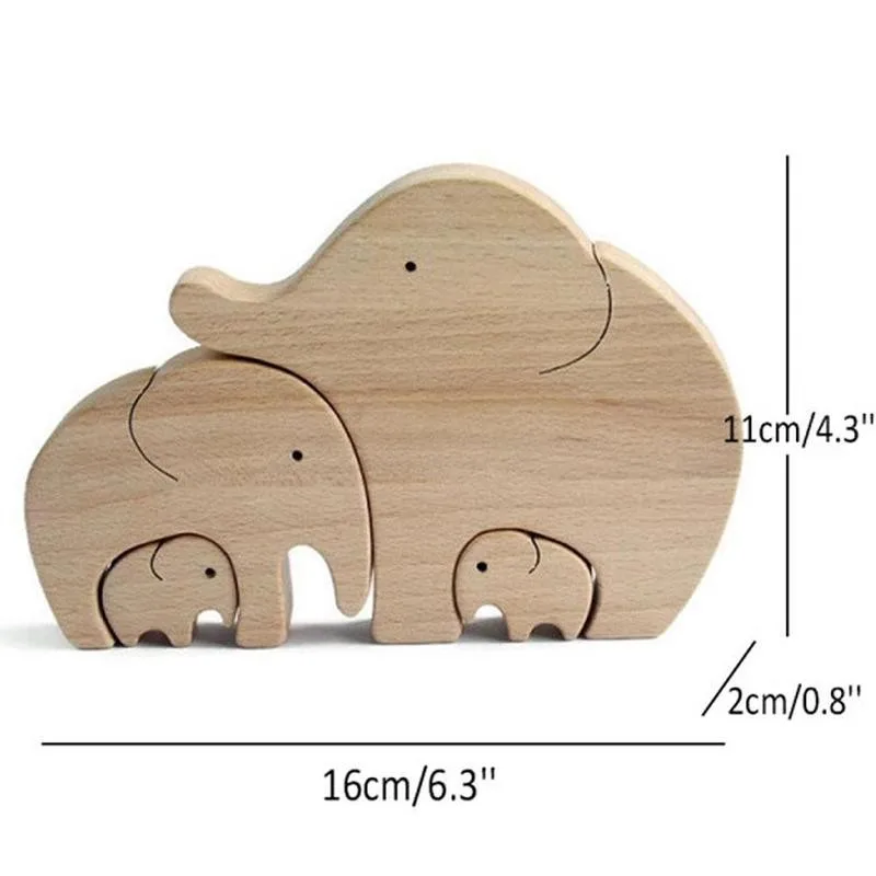 

Elephant Mother And Child Mother's Day Gift Wooden Desktop Home Decor Party Family Ornament Wood Ornament Carving Natural U1S9
