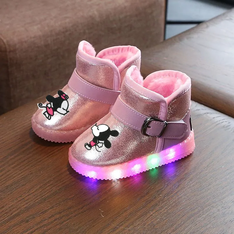 Детские теплые хлопковые Сапоги Disney с героями мультфильмов Минни Микки зимние