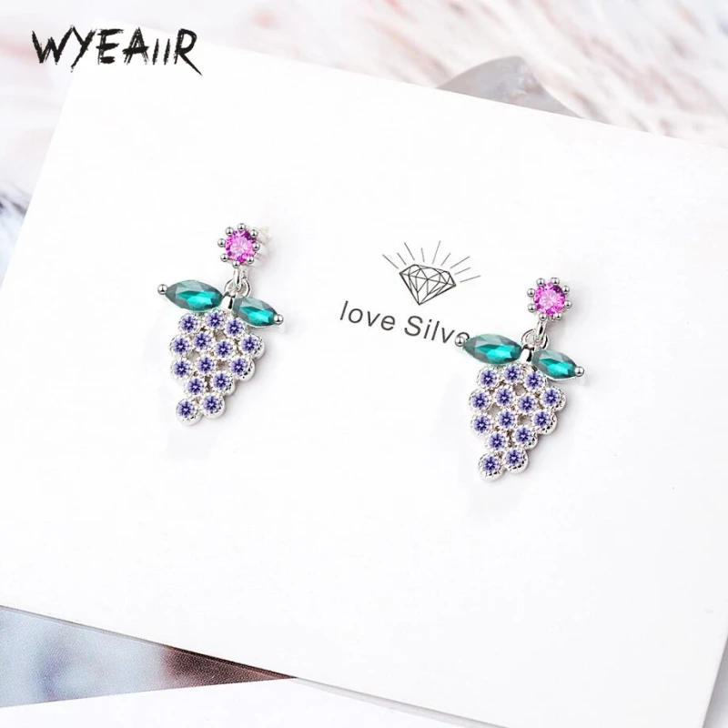 WYEAIIR циркон фиолетовый хрусталь виноград Нежный Свежий сладкий романтический 925