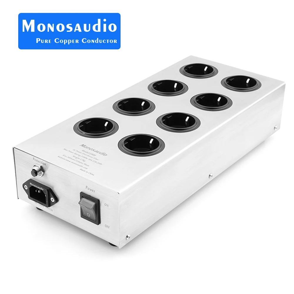 

Monosaudio E800HiFi Power Filter Plant Schuko Socket 8Ways AC Power Conditioner Audiophile Power Purifier with EU Outlets Power