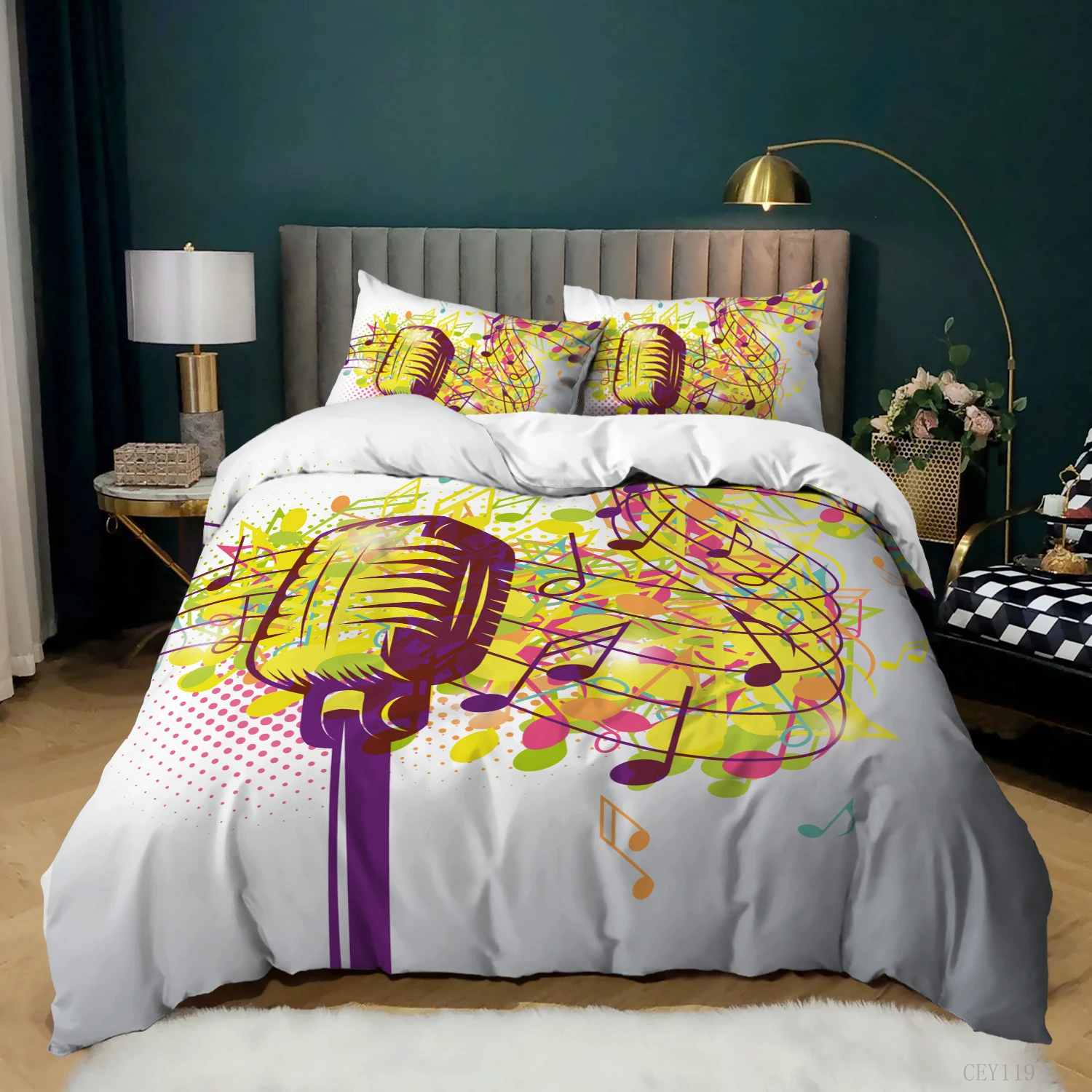 

Luxury Bedding Set Piano Keyboard Music Note Duvet Cover Pillowcase Teens Child Queen King Size Bed Set Home Textiles