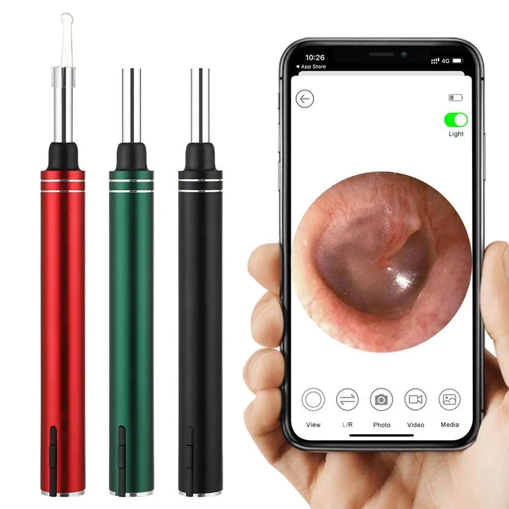 Беспроводной отоскоп для ушей с Wi-Fi камера Бороскоп светящийся ушной воск HD