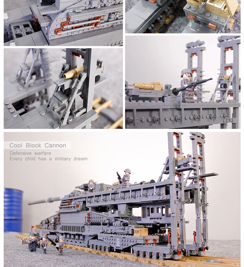 3846pcs Military Heavy Gustav/Dora German 80cm K(E Railway Gun Building Blocks WW2 army World War ii Tank Soldier Bricks Toys