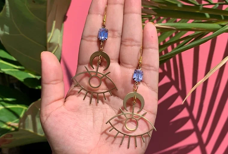 Позолоченные серьги подвески в виде звезд Солнца и Луны ювелирные изделия стиле