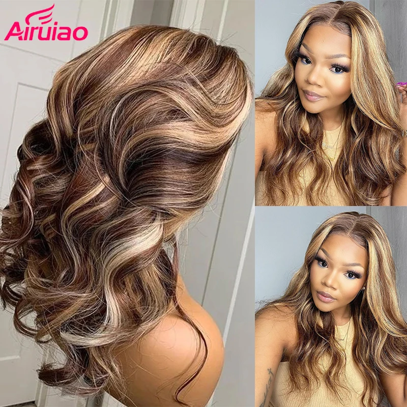 

Highlight Honey Blonde 13x6 Lace Frontal Wig Deep Body Wave HD Transparent Lace Front Human Hair Wigs For Women 13x4 Preplucked