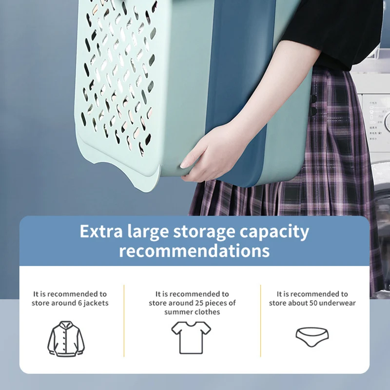 Cesta de lavander&iacute;a montada en la pared de gran capacidad, cesta de almacenamiento de ropa de ba&ntilde;o, cesta de ropa sucia plegable para el hogar-2