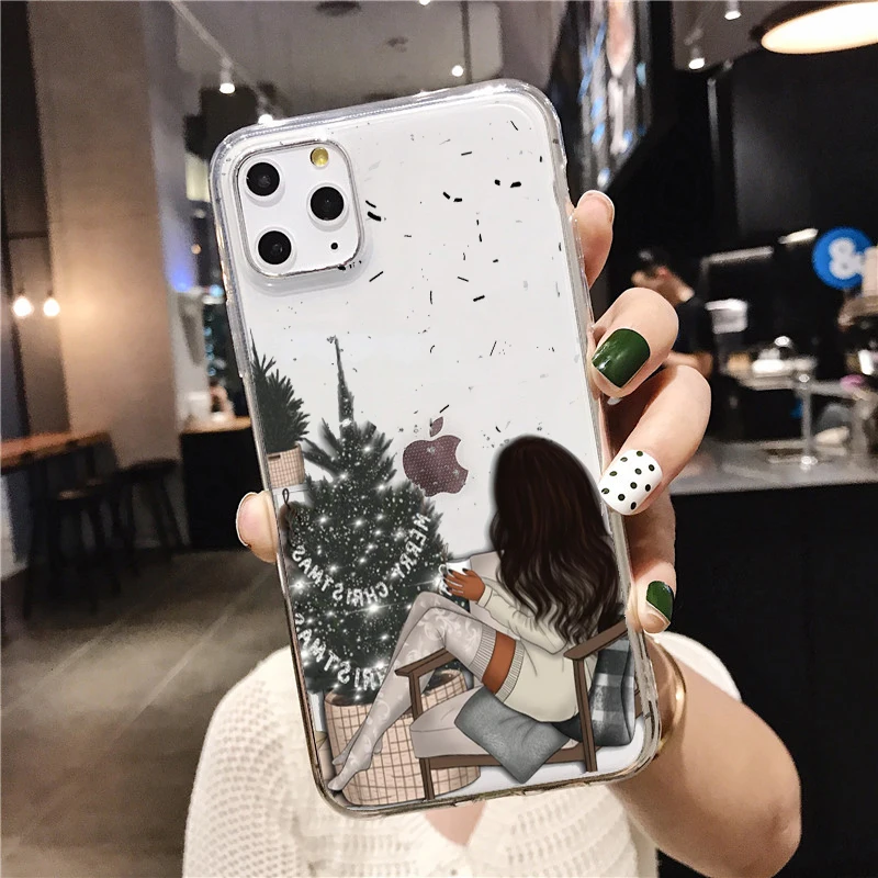 2021 новогодний модный Рождественский силиконовый чехол для девочек iPhone 12pro Xs 11 Pro