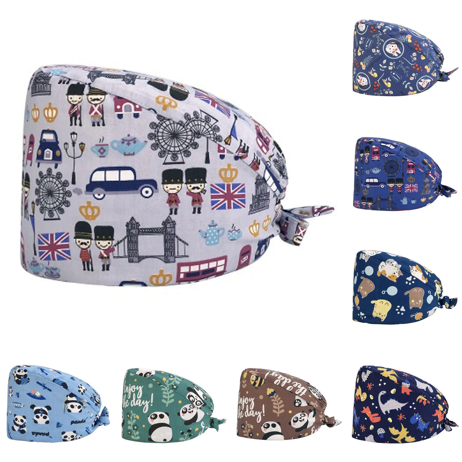 

Unisex Scrubs Caps Printing High-quality Cotton Cap Sweat-absorbent Work Hats Pharmacist Nurse Accessories gorro enfermera