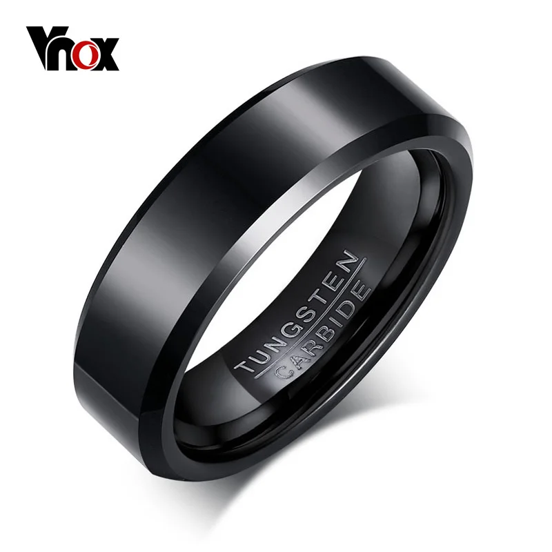 Vnox Black Tungsten Carbide Men's Ring Wedding Engagement Ring for Man Jewelry 6mm Wide Anillos