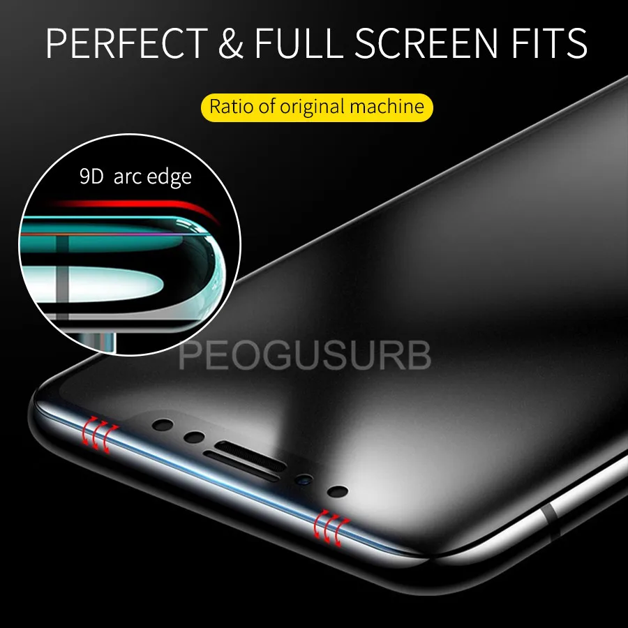 Полностью клеевой чехол матовый закаленное стекло для Xiaomi Mi 9 SE 8 Lite Redmi Note 7 6 9T K20 Pro