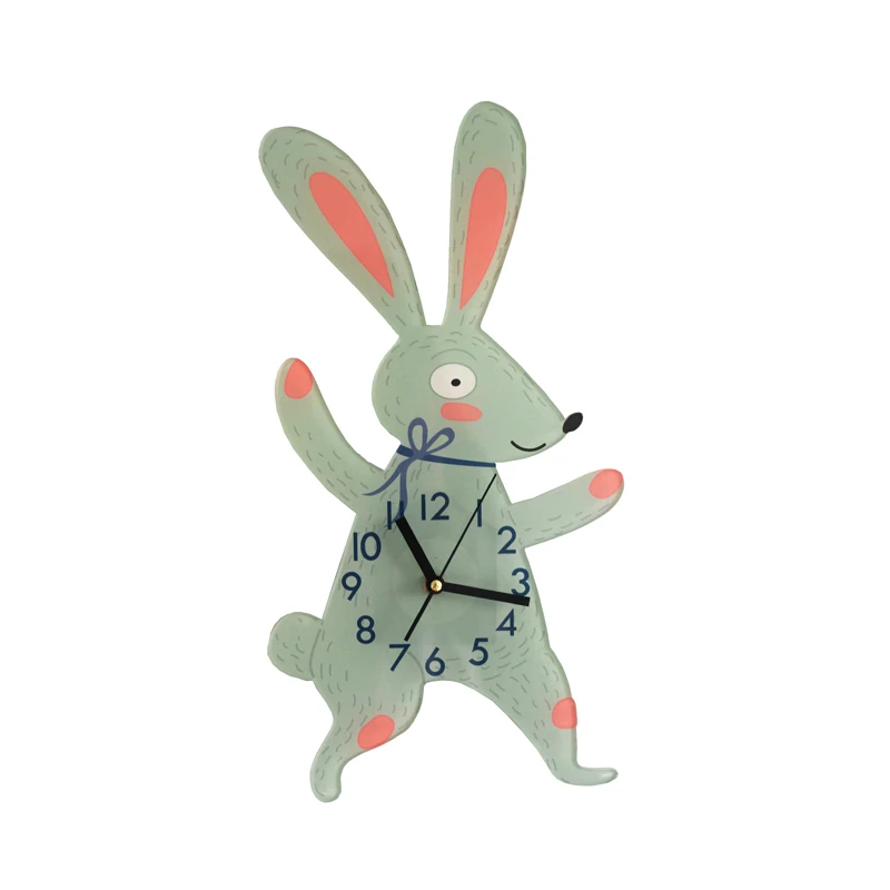 Скандинавский ветер часы ins Детская комната зеленый кролик мультфильм животных