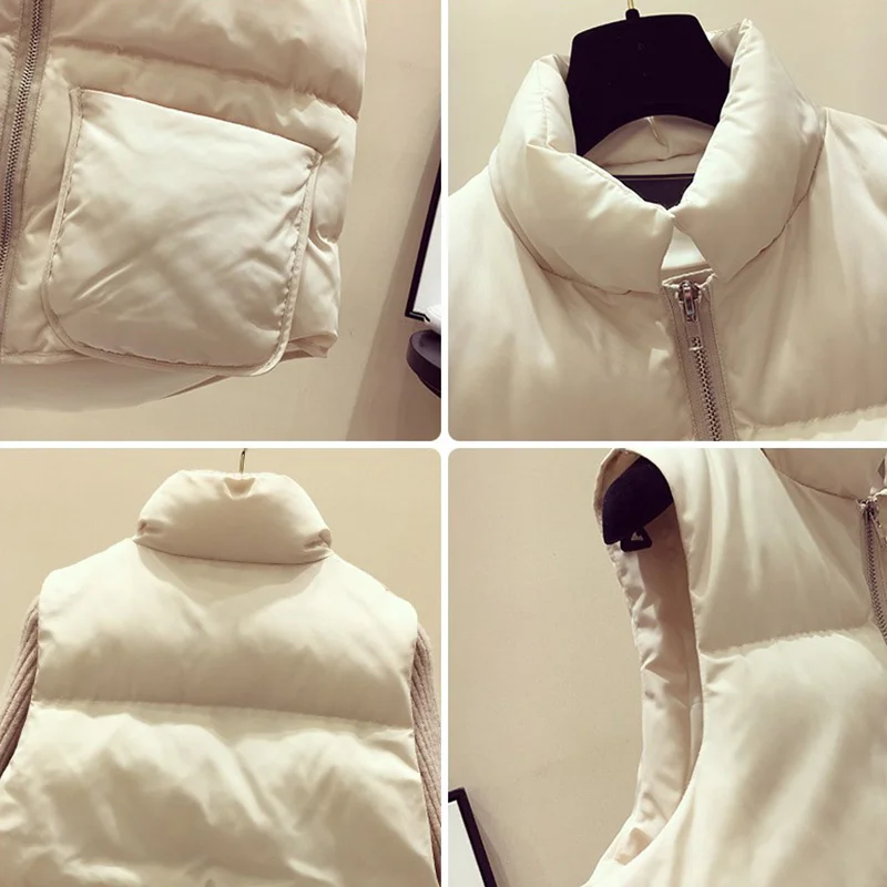 

Women's Warm Solid Stand Collar Vest Waistcoat Autumn Winter Zipper Pocket Vests Female 2020 Casual Ladies Sleeveless Coats