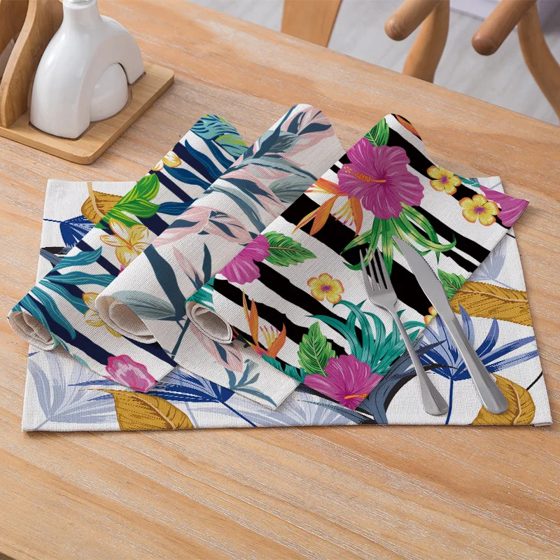 Картина Тропическое растение цветок птица Тукан хлопчатобумажная льняная