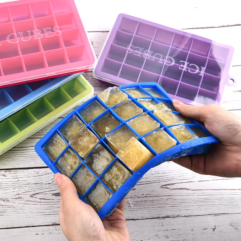 Форма для льда с крышкой 24 ячейки экологически чистый силикон квадратный поднос