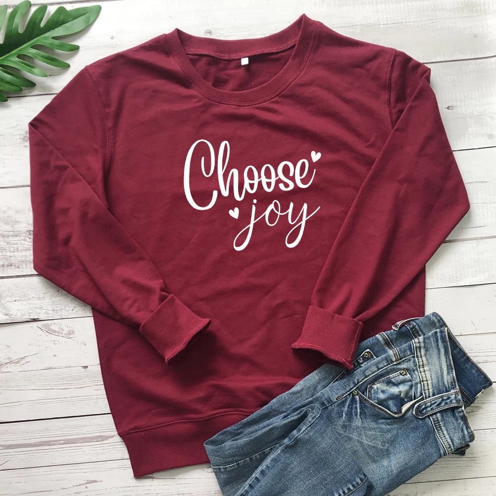 

Choose Joy 100%Cotton Sweatshirt 90s Religious Christian Bible Quote Pullovers Cute Women Church Jesus Sweatshirts Drop Shipping