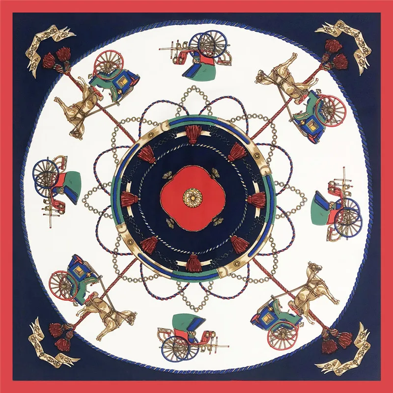 Женский шелковый шарф с кисточками и принтом маленькая бандана |