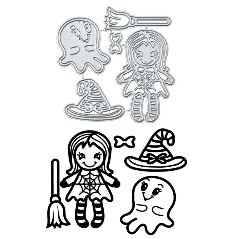 Металлические штампы YaMinSanNiO с метлой для Хэллоуина 2019 изготовления открыток