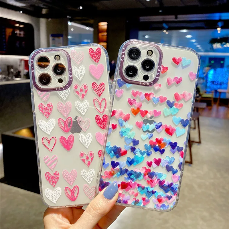 

Love Heart Phone Case for iPhone 5 5S 6S 6+ 7 8 Plus 7+ 8 + X/Xs XR 11 11pro 12mini 12 11 Pro Max Xs Max XSMAX Silicone Cover