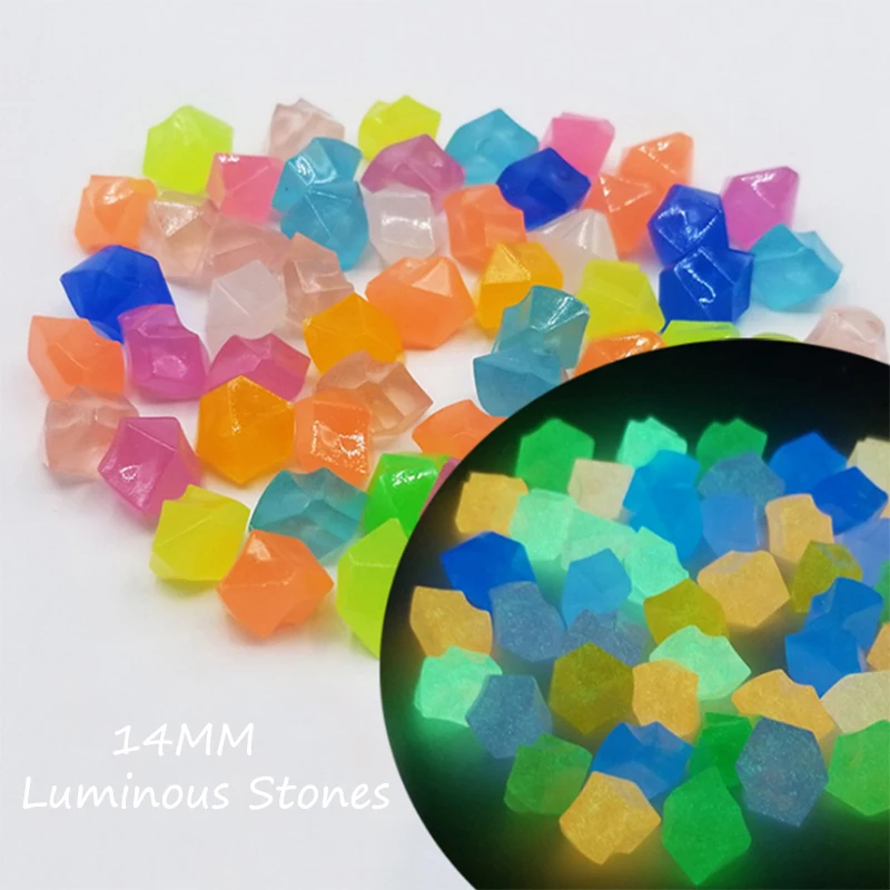 

14mm Garden Decor Luminous Stones Glow In Dark Decorative Pebbles Outdoor Fish Tank Decoration Pebble Rocks Aquarium Mix Color
