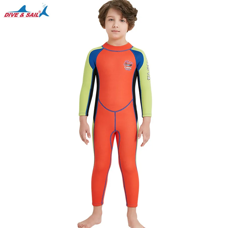 

One Pieces 2.5MM Neoprene Wetsuits Kids Swimwears Diving Suits Long Sleeves Boys Girls Surfing Children Rash Guards Snorkel