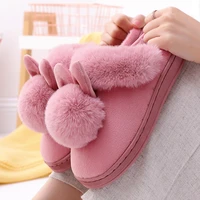 winter women indoor slippers furry warm cozy bedroom slides memory foam fluffy floor shoes plush couple home slippers with ears