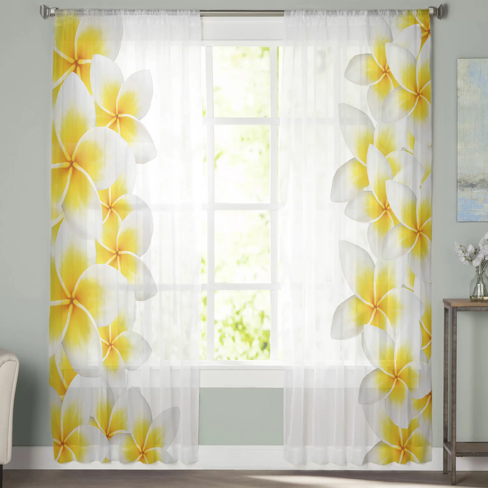 Белый Плюмерия цветочные прозрачные шторы оконные для гостиной спальни жалюзи