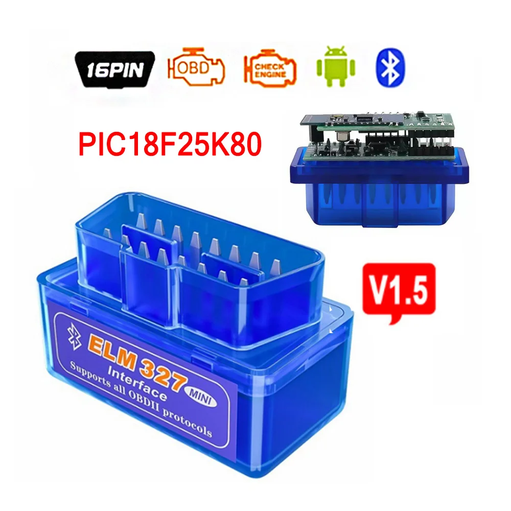 

Mini Elm327 Bluetooth Obd2 V1.5 V2.1 Obd 2 Car Diagnostic-Tool Scanner Elm-327 Obdii Adapter PIC18F125K80 Chip
