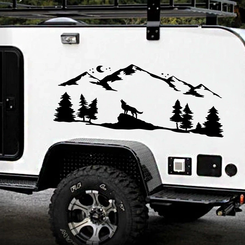 

Off-road vehicle stickers, RV stickers, all-terrain vehicle stickers, howling wolf silhouette mountain decoration decals