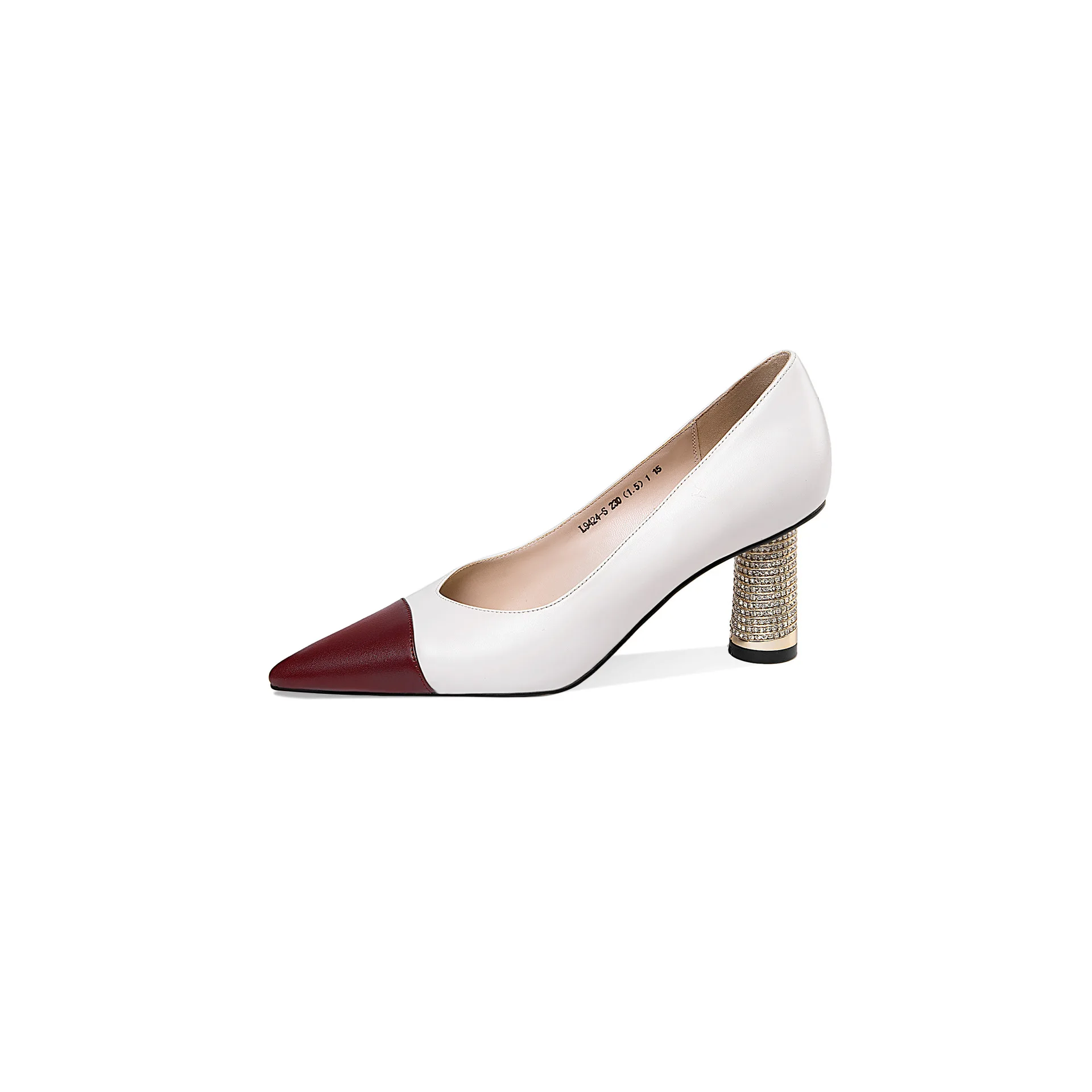 

Leather women's shoes 2021 spring and autumn new pointed women's single shoes thick heel color matching fashion comfortable