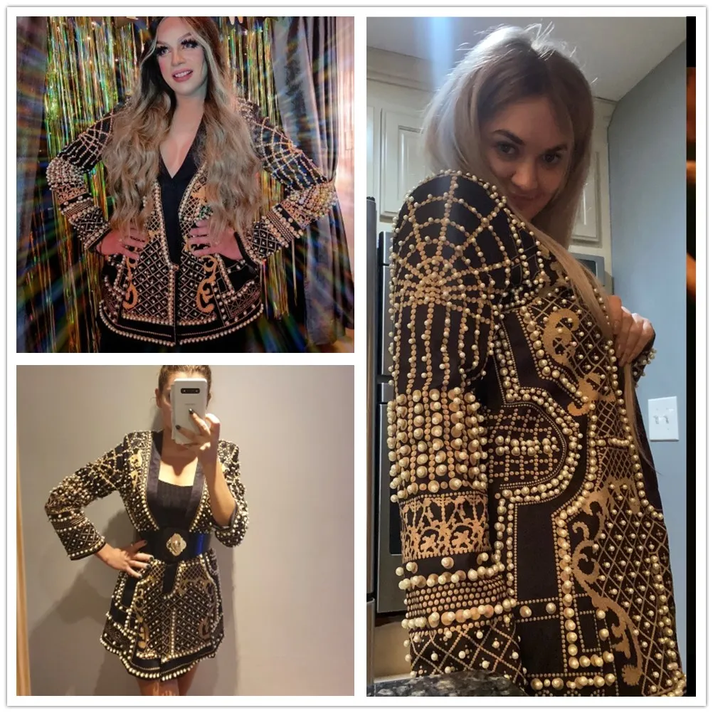 Женский геометрический блейзер с бусинами винтажная Желтая Женская верхняя