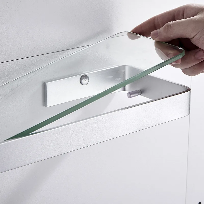 Стеклянная полка для ванной комнаты 25 см 35 45 космическое алюминиевое закаленное