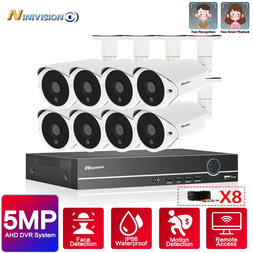 

HD CCTV Camera System 8CH 5MP AHD DVR NVR Kit Video Surveillance System 8CH Outdoor Waterproof 5.0MP Security Cameras System