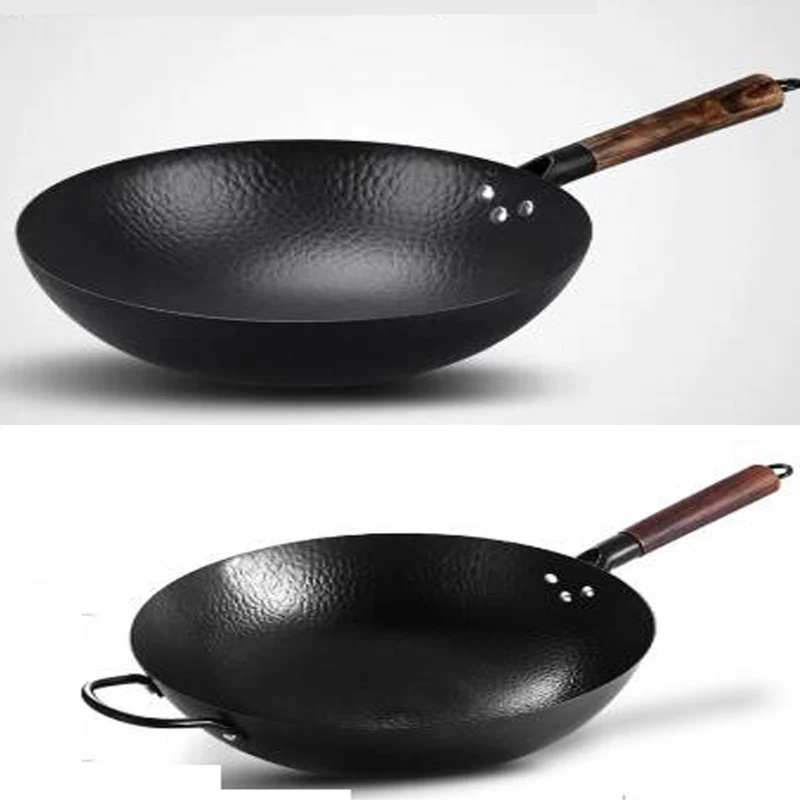 Ручная работа железный горшок 30 см 32 34 без покрытия для здоровья вок