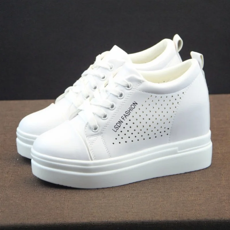 Кроссовки женские на скрытой танкетке 8 см повседневная обувь высокой платформе