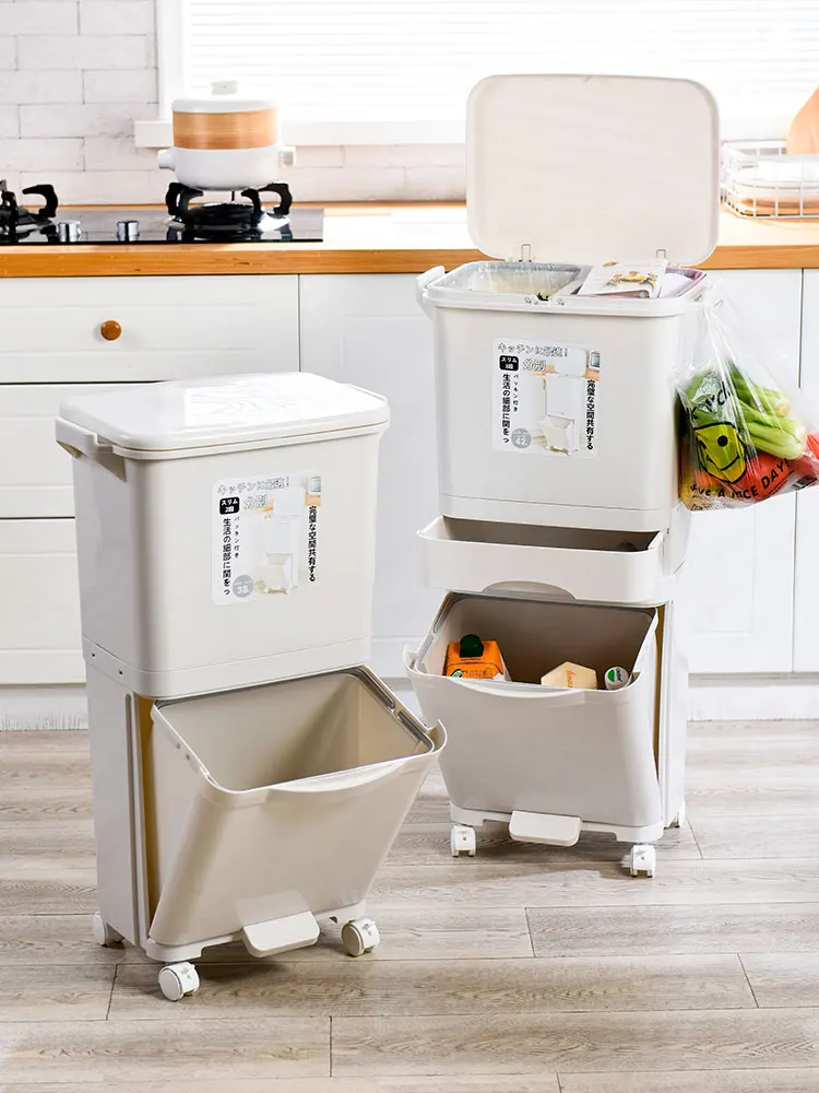 

Home Garden Bathroom Trash Can Garbage Bag Holder Recycling Bin Waste Separation Cubo De Basura Reciclar Waste Container BA60