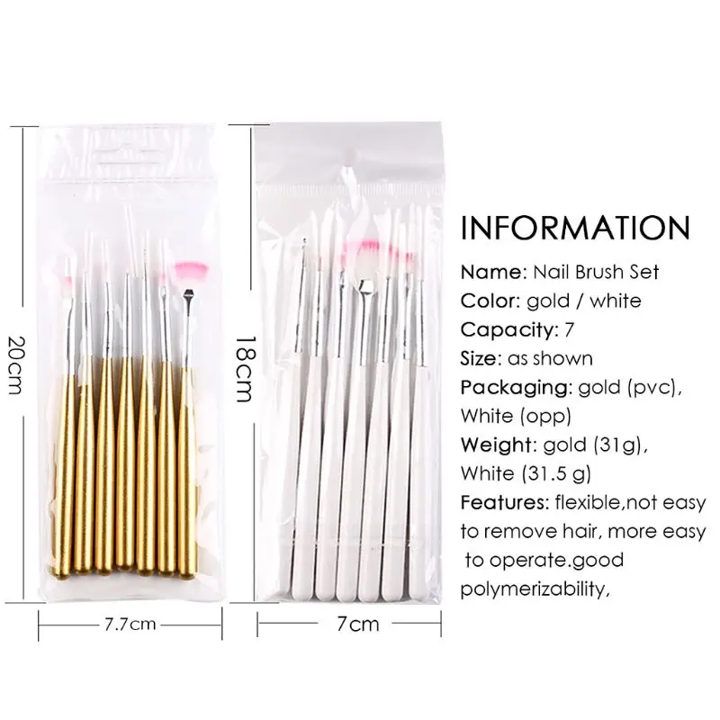 7 шт. щетка для декора ногтей набор инструментов сделай сам ручка рисования