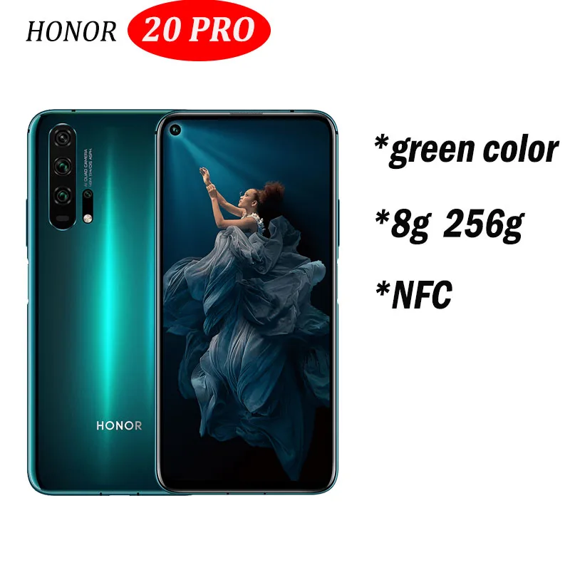 8g256 green 20 pro Honor 20 honor 20 pro NFC мобильный телефон Kirin 980 Android 9,0 6,26 дюймов экран 3750 мАч батарея смартфон - Цвет: 8g256 green 20 pro