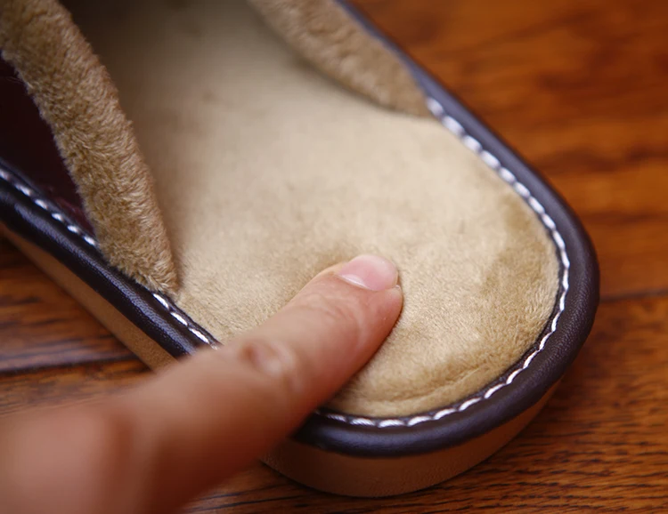 Зимние домашние тапочки из искусственной кожи для пар Женская Нескользящая