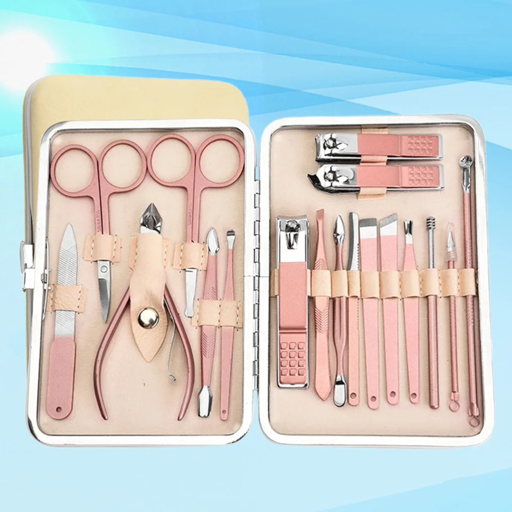 

18Pcs Professional Nail Art Tools Nail Clipper Cutter Trimmer Nail File Set Manicure Tool Set )