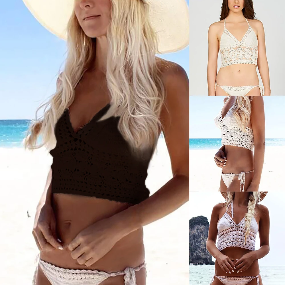 Женский бразильский вязаный комплект бикини ручной работы 2018 купальник с