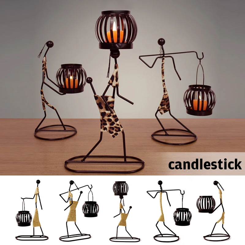 

Nordic Metal Candlestick Abstract Character Sculpture Candle Holder Handmade Figurines Home Decor Ornaments Art Gift