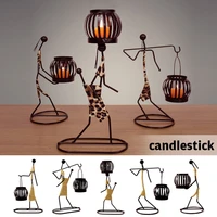 nordic metal candlestick abstract character sculpture candle holder handmade figurines home decor ornaments art gift