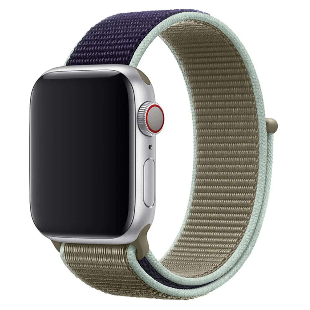 Светильник со светоотражающим браслетом, спортивный ремешок для Apple Watch, 44 мм, 42 мм, 40 мм, 38 мм, нейлоновый ремешок для iwatch, серия 5, 4, 3, 2, 1 - Цвет ремешка: Khaki