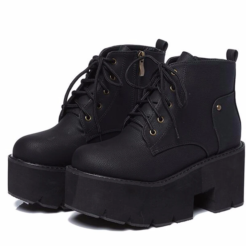 Женские ботинки в стиле панк женские на платформе зимняя обувь высоком каблуке