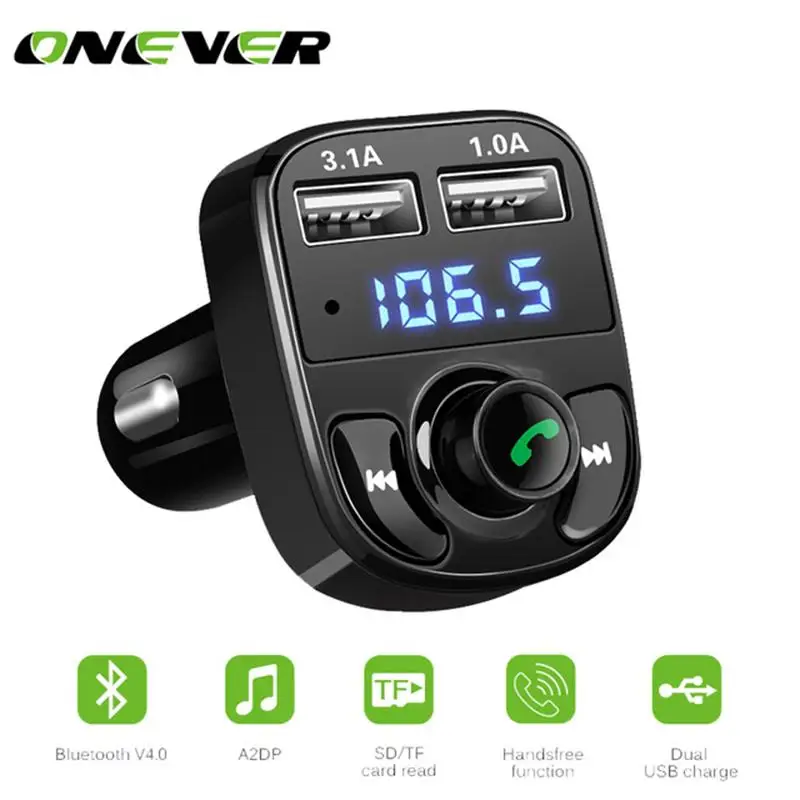 Автомобильный комплект громкой связи Onever FM трансмиттер Bluetooth Aux модулятор