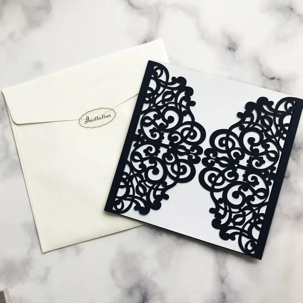 30 шт. элегантный кружевной дизайн лазерная резка свадебные пригласительные